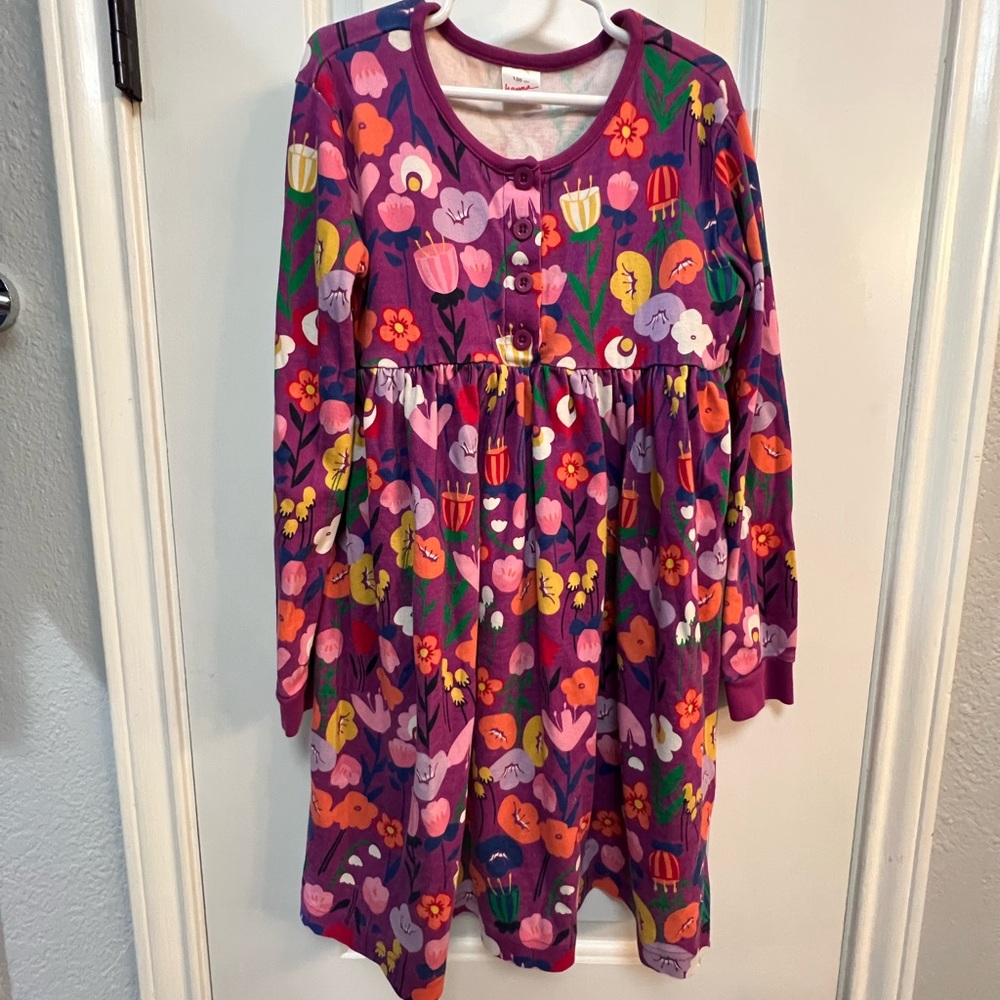 Hanna Andersson Girls Floral Dress Long Sleeve Colorful Medium